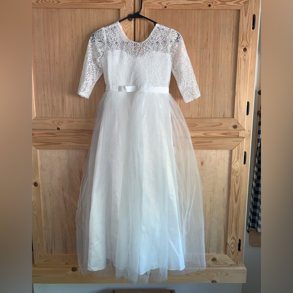 Xiaanman NWT tulle lace modest flower girl bridal dress size 16/150 - Picture 4 of 12